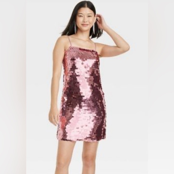 NWT a new day Pink Paillette Party Sleeveless Sheath Mini Dress - Picture 1 of 12